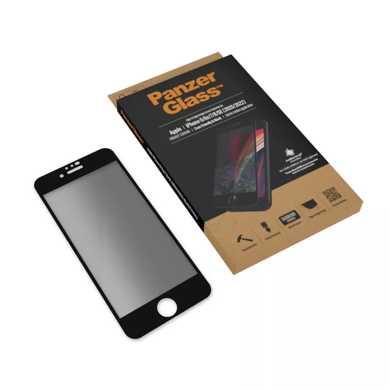 PanzerGlass ® Privatumo ekrano apsauga iPhone SE (2020/2022) | 8 | 7 | 6 | 6s | Nuo krašto iki krašto