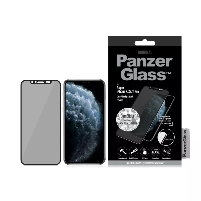 PanzerGlass ® Privatumo ekrano apsauga iPhone 11 Pro | Puošta Swarovski® kristalais | Nuo krašto iki krašto