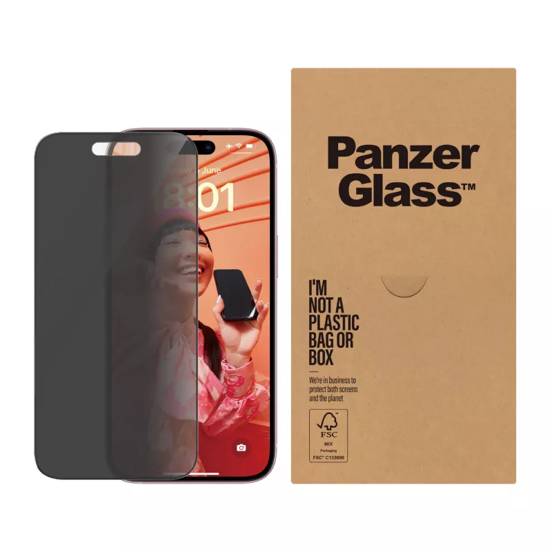PanzerGlass ® Privatumo ekrano apsauga iPhone 15 | Ultra-Wide Fit su EasyAligner | Dėžutėje