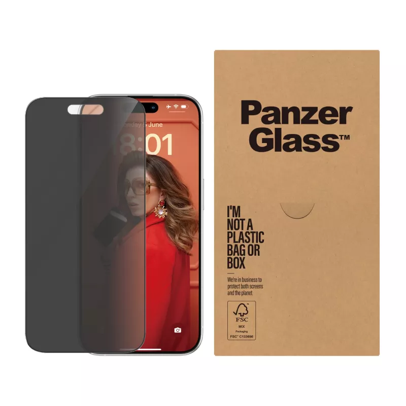 PanzerGlass® privatumo ekrano apsauga iPhone 15 Pro | Ultra-Wide Fit su EasyAligner | Didmeninė pakuotė
