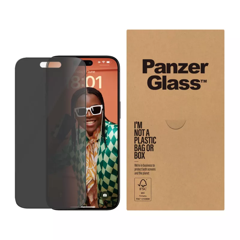 PanzerGlass ® Privatumo ekrano apsauga iPhone 15 Pro Max | Itin platus pritaikymas su EasyAligner | Didmeninė pakuotė