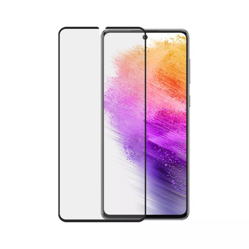 Ekrano apsauginė plėvelė PanzerGlass SAFE, skirta Samsung Galaxy A73 5G — grūdintas stiklas, atspari įbrėžimams ir smūgiams, sausas montavimas, permatoma