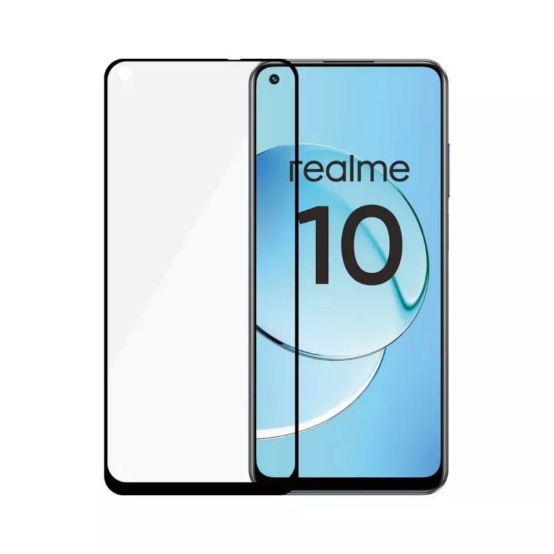 Grūdinto stiklo ekrano apsauga PanzerGlass SAFE, skirta Realme 10 — itin platus pritaikymas, juoda