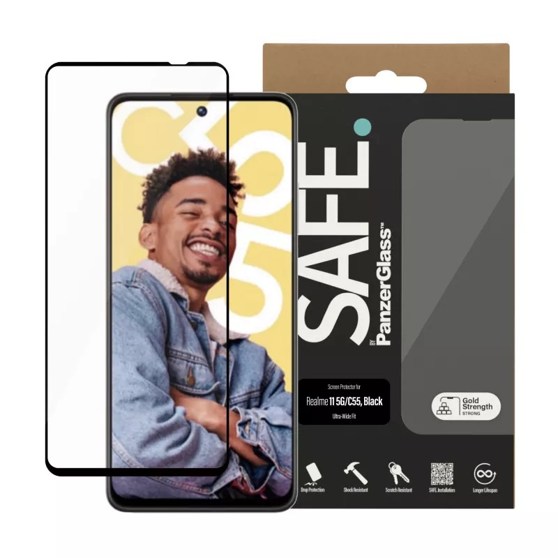 PanzerGlass SAFE. by ® ekrano apsauga Realme 11 5G | C55 | Ultra-Wide Fit
