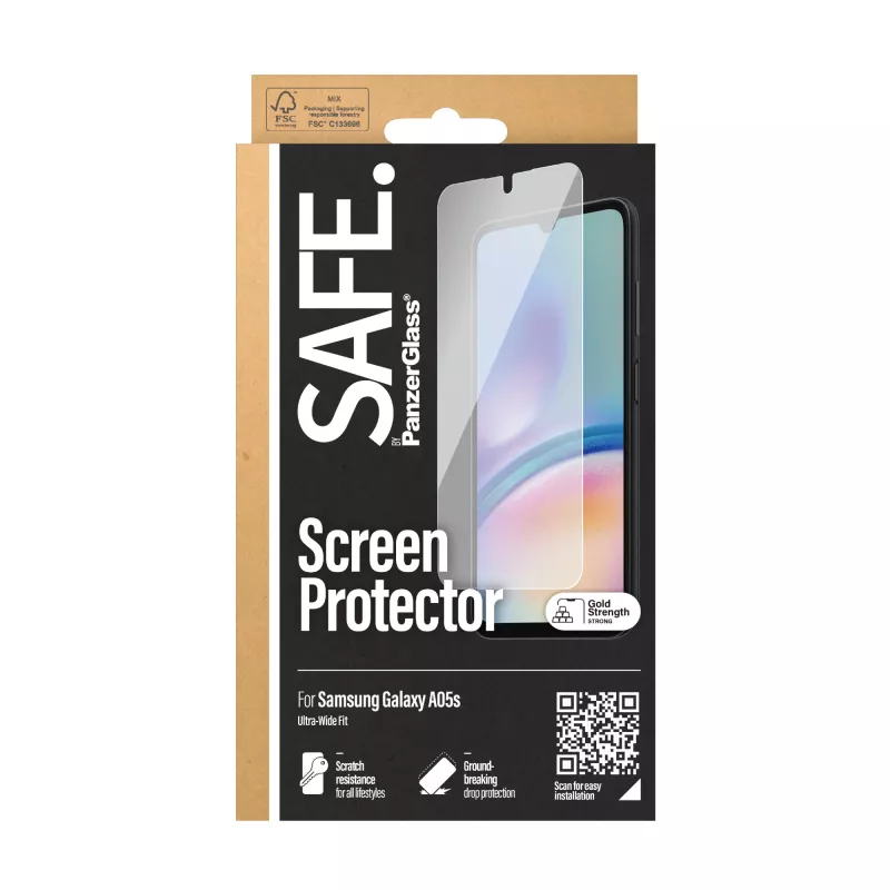 Ekrano apsauga PanzerGlass Samsung Galaxy A05s Ultra-Wide Fit PET atspari įbrėžimams ir smūgiams skaidri 1 vnt.