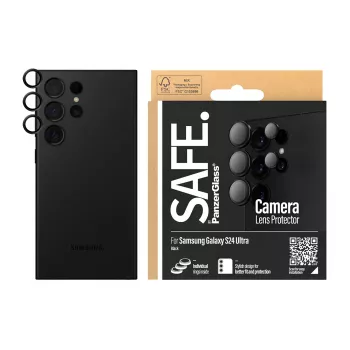Fotoaparato objektyvo apsauginis stiklas PanzerGlass SAFE Samsung Galaxy S24 Ultra juodas apsaugantis nuo įbrėžimų ir smūgių