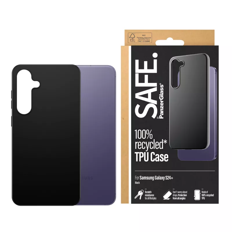PanzerGlass SAFE. by ® TPU dėklas Samsung Galaxy S24+ | Juodas, Dėklas, Samsung, Samsung - Galaxy S24 Plus, Juoda