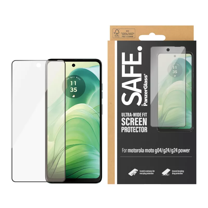 PanzerGlass SAFE. by ® ekrano apsauga Motorola moto G04 | G24 | G24 power | Ultra-Wide Fit