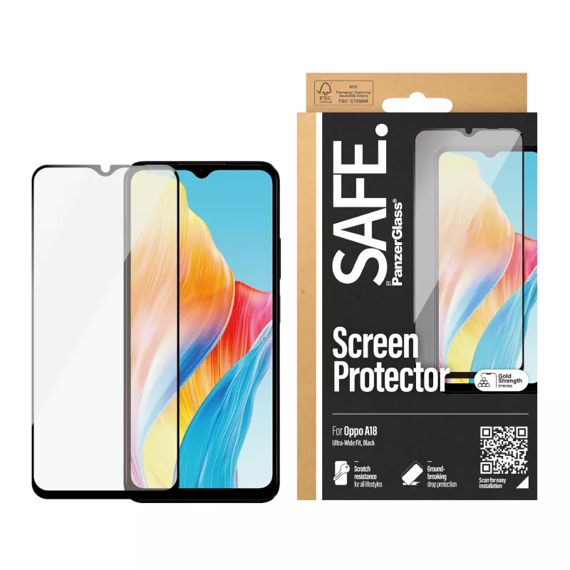 PanzerGlass SAFE. by ® ekrano apsauga Oppo A18 | Ultra-Wide Fit