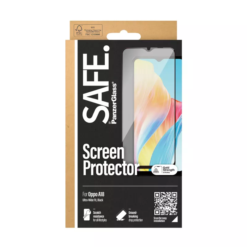 PanzerGlass SAFE. by ® ekrano apsauga Oppo A18 | Ultra-Wide Fit