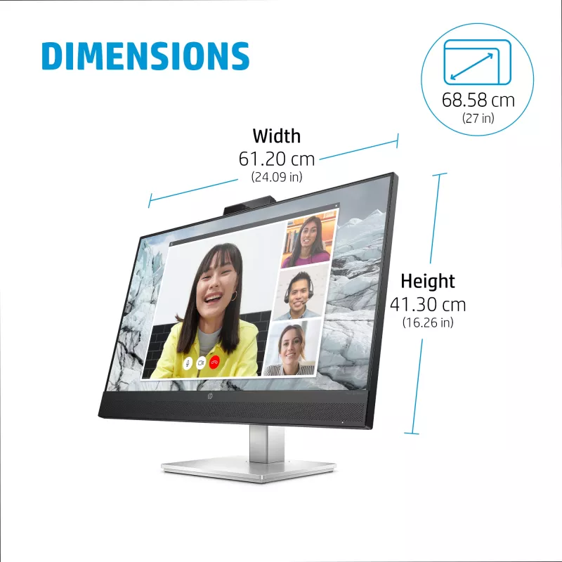 HP E27m G4 QHD USB-C konferencijų monitorius, kompiuterio monitorius 68,6 cm (27 colių) 2560 x 1440 pikselių Quad HD LCD juoda, sidabrinė