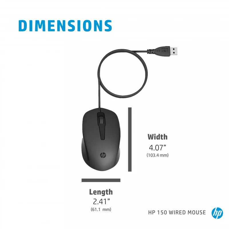 Pelė HP 150 Laidinė USB Type-A