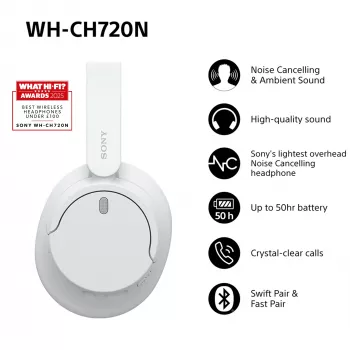 Sony WH-CH720 ausinės laidinės ir belaidės ant galvos Skambučiai / muzika USB Type-C Bluetooth balta