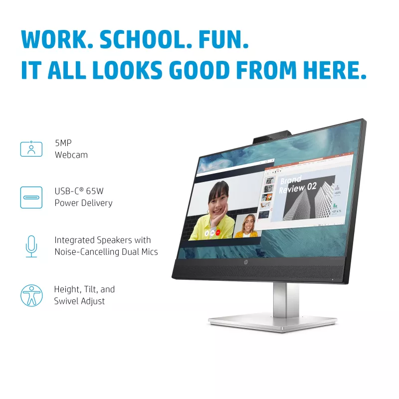 HP E24m G4 kompiuterio monitorius 60,5 cm (23,8 colio) 1920 x 1080 pikselių Full HD juoda, sidabrinė