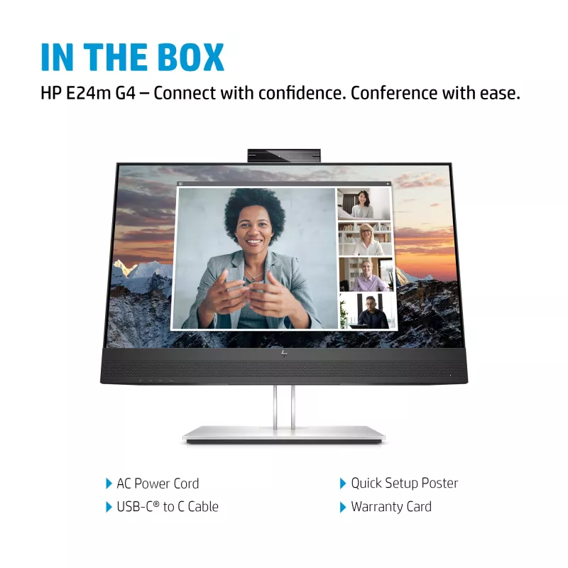 HP E24m G4 kompiuterio monitorius 60,5 cm (23,8 colio) 1920 x 1080 pikselių Full HD juoda, sidabrinė