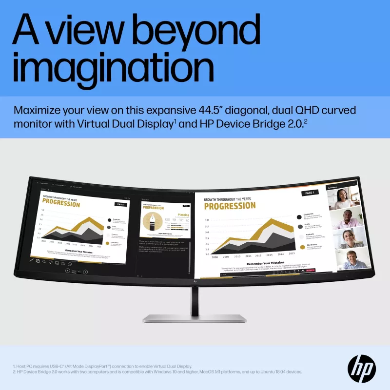 Monitorius HP E45c G5 45 colių lenktas ekranas LCD DQHD raiška
