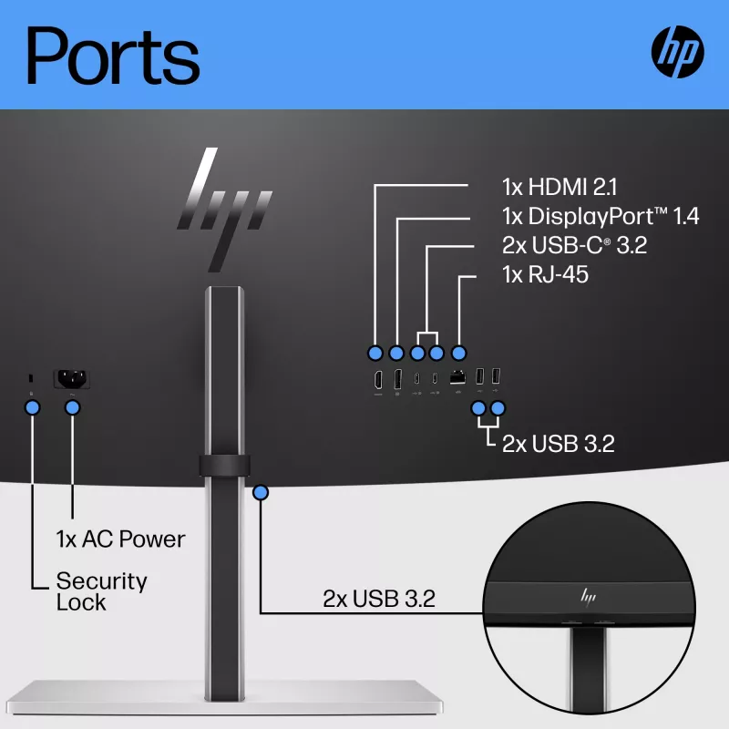 Monitorius HP E45c G5 45 colių lenktas ekranas LCD DQHD raiška