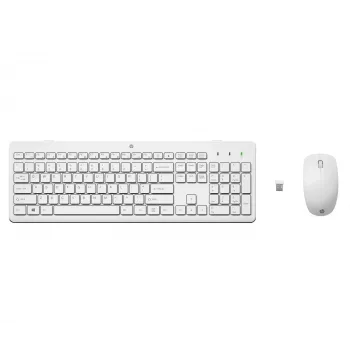HP 230 belaidės pelės ir klaviatūros rinkinys, pilno dydžio (100%), belaidis, RF belaidis, membraninė, balta, pelė įtraukta