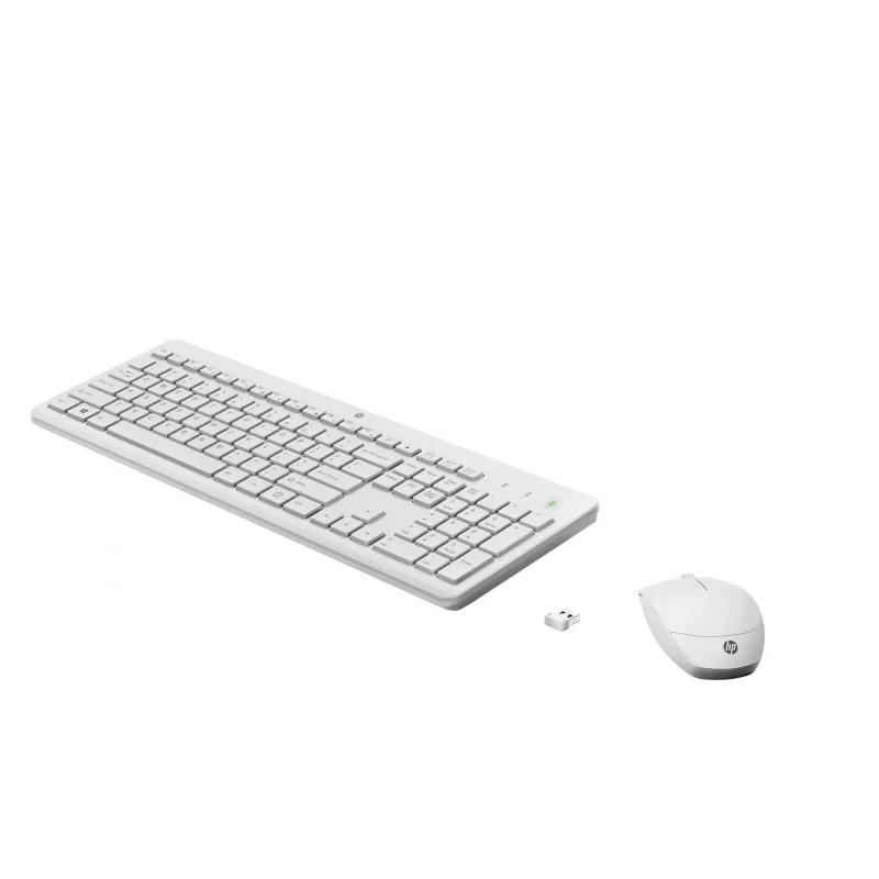 HP 230 belaidės pelės ir klaviatūros rinkinys, pilno dydžio (100%), belaidis, RF belaidis, membraninė, balta, pelė įtraukta