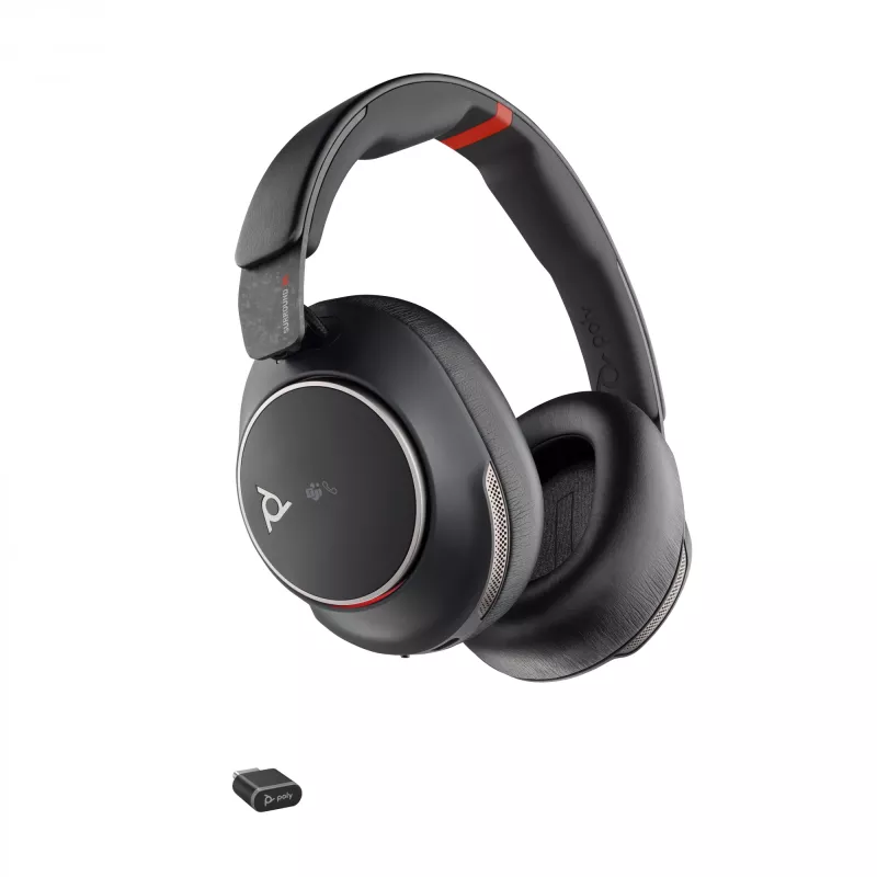 HP Poly Voyager Surround 85 UC Microsoft Teams sertifikuotos USB-C ausinės + USB-C/A adapteris + įkrovimo stovas