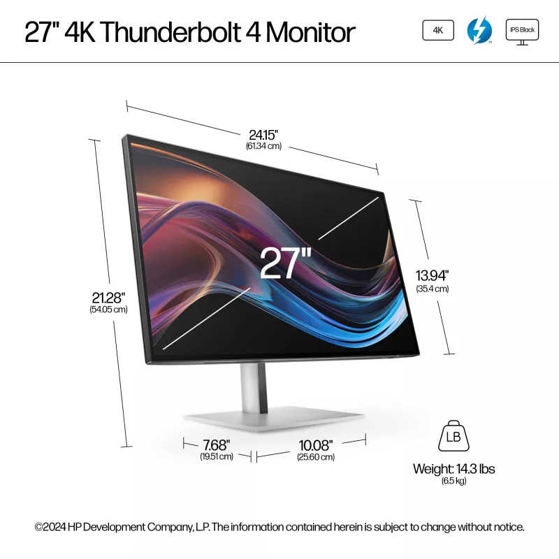 HP Series 7 Pro 27 colių 4K Thunderbolt 4 monitorius - 727pk