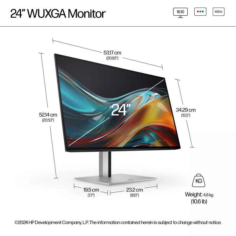 HP Series 7 Pro 24 colių WUXGA monitorius - 724pn be PVC
