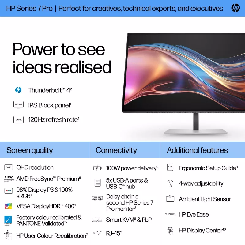 Monitorius HP Series 7 Pro 27 colių QHD Thunderbolt 4 2560 x 1440