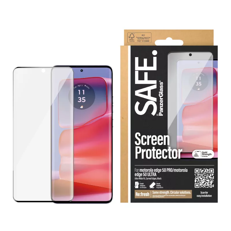 PanzerGlass SAFE. by ® ekrano apsauga Motorola edge 50 Pro | Ultra | Itin platus pritaikymas