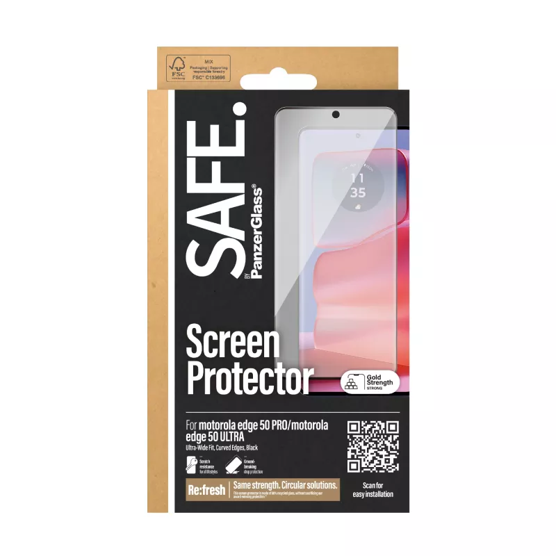 PanzerGlass SAFE. by ® ekrano apsauga Motorola edge 50 Pro | Ultra | Itin platus pritaikymas