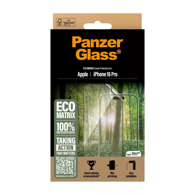 PanzerGlass ® ECO MATRIX ekrano apsauga iPhone 16 Pro | Itin platus pritaikymas
