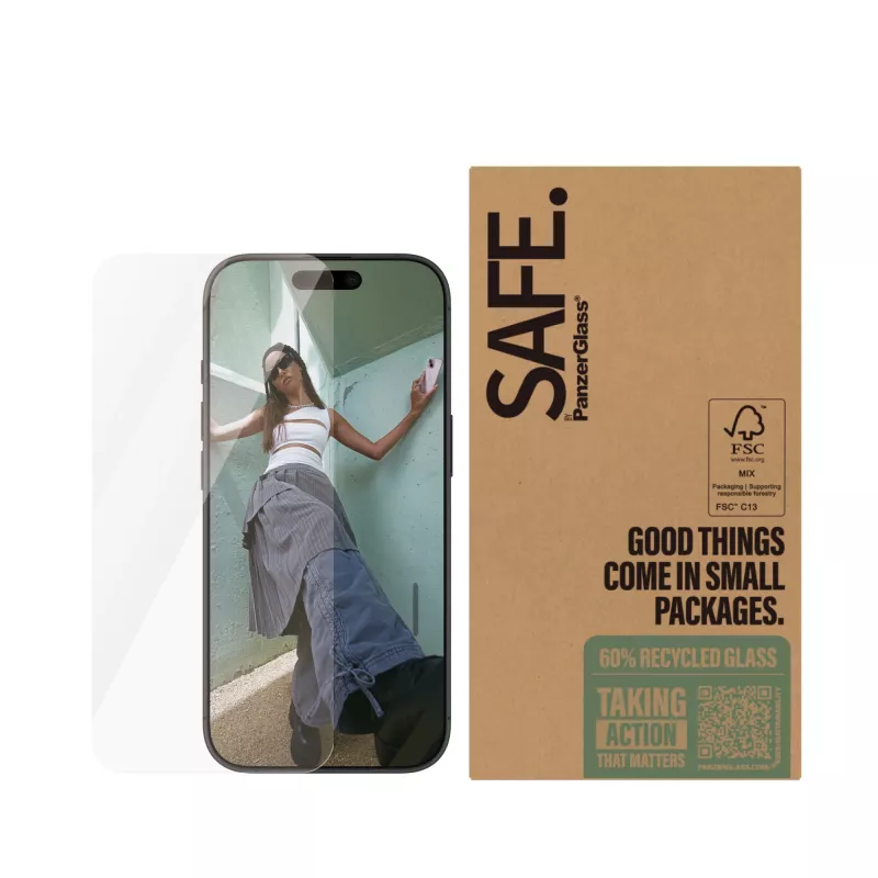 PanzerGlass SAFE. by ® Apsauginis ekrano stiklas iPhone 16 Pro | Itin platus pritaikymas | DIDMENINĖ PAKUOTĖ