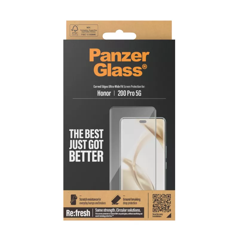 PanzerGlass ® Apsauginė Plėvelė Ekranui Honor 200 Pro 5G | Itin Platus Pritvirtinimas