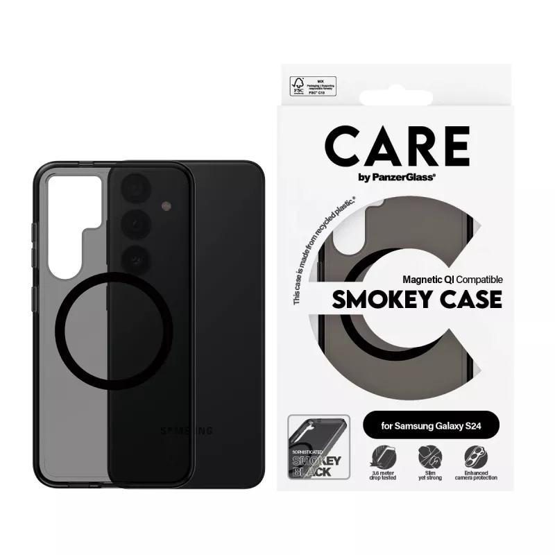PanzerGlass CARE™ by ® Urban Combat Case Smokey w. Juoda Qi Suderinama Samsung Galaxy S24