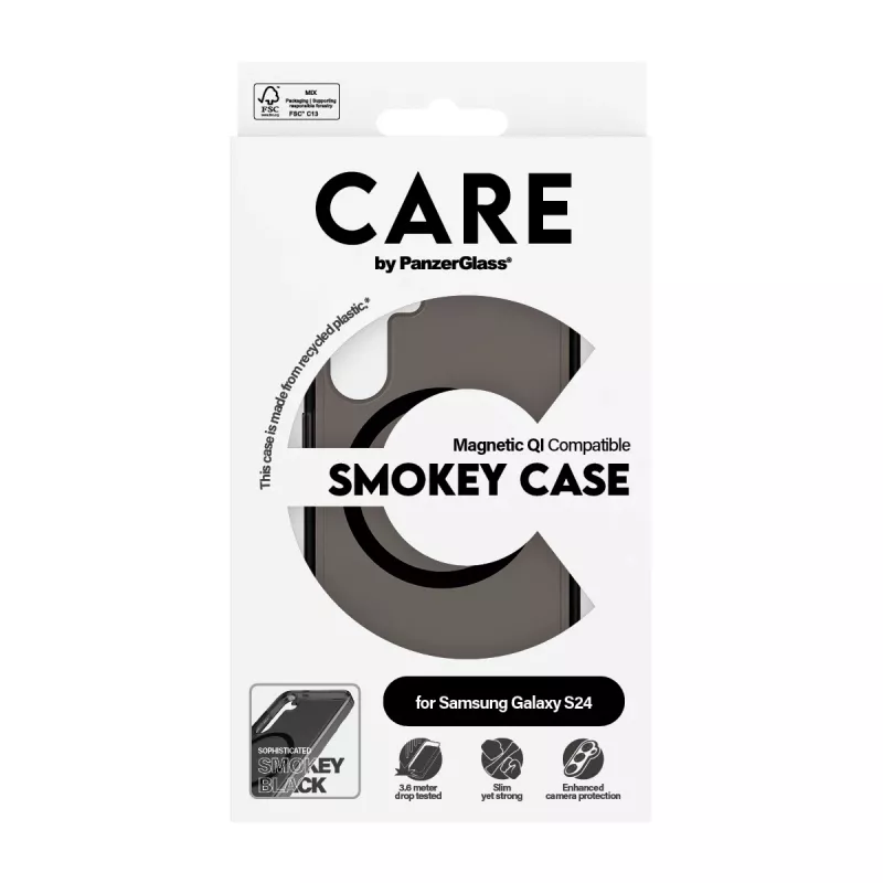 PanzerGlass CARE™ by ® Urban Combat Case Smokey w. Juoda Qi Suderinama Samsung Galaxy S24