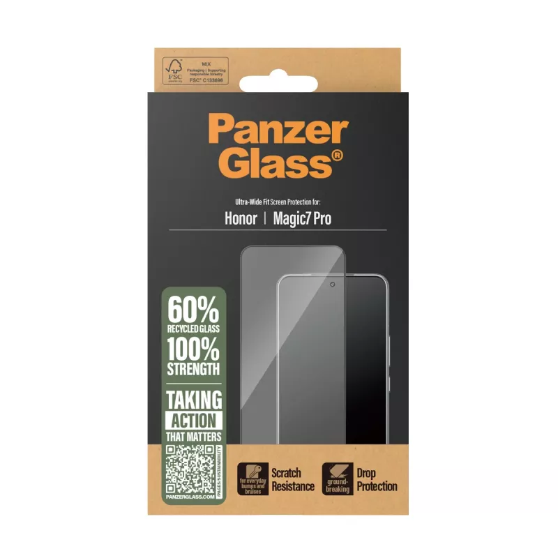 PanzerGlass ® Apsauginis ekrano stiklas Honor Magic7 Pro | Ultra-Wide Fit
