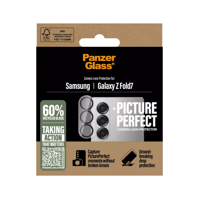 Grūdinto stiklo kameros lęšių apsauga PanzerGlass PicturePerfect, skirta Samsung Galaxy Z Fold7