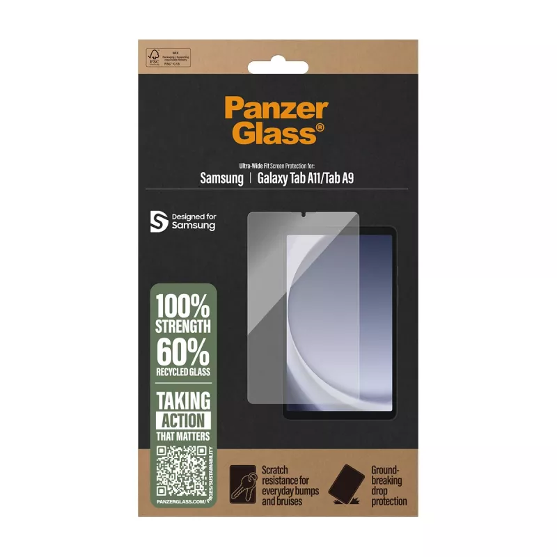 PanzerGlass ® Apsauginis stiklas Samsung Galaxy Tab A11 | Tab A9 | Ultra-Wide Fit