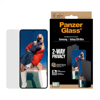 Ekrano apsauga PanzerGlass 2-Way Privacy Samsung Galaxy S26 Ultra — PET privatumo filtras, EasyAligner, 1 vnt.