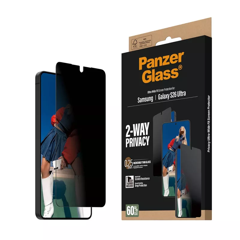 Ekrano apsauga PanzerGlass 2-Way Privacy Samsung Galaxy S26 Ultra — PET privatumo filtras, EasyAligner, 1 vnt.