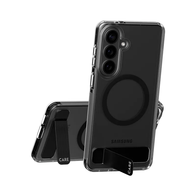 PanzerGlass CARE™ by ® dėklas permatomas su juodu atrama ir Qi Samsung Galaxy S26+
