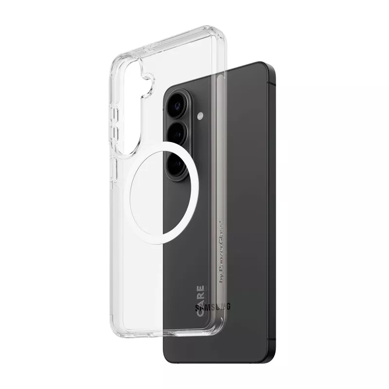 Apsauginis dėklas PanzerGlass CARE Urban Explorer dėklas Samsung Galaxy S26+ — permatomas, balti Qi elementai