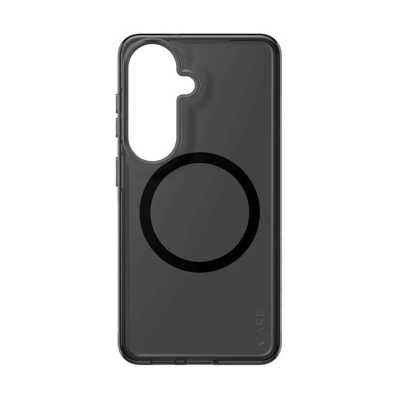 Apsauginis telefono dėklas PanzerGlass CARE™ Smokey Case su juodąja Qi, skirtas Samsung Galaxy S26