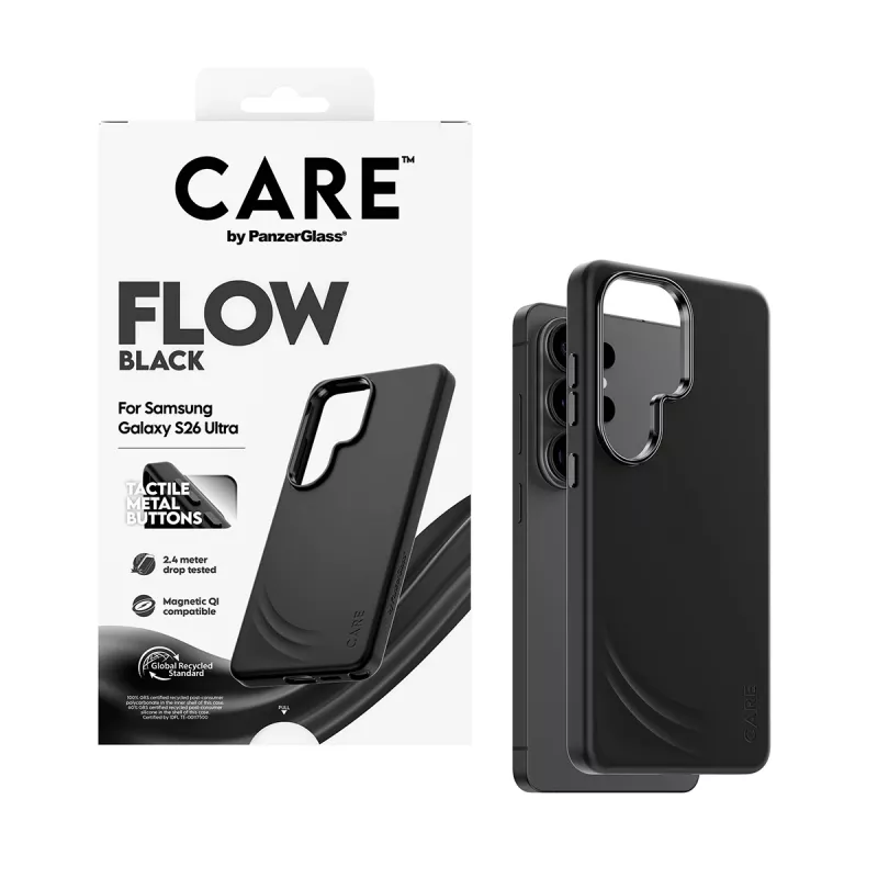 PanzerGlass CARE™ by ® Flow dėklas, juodas, su Qi Samsung Galaxy S26 Ultra