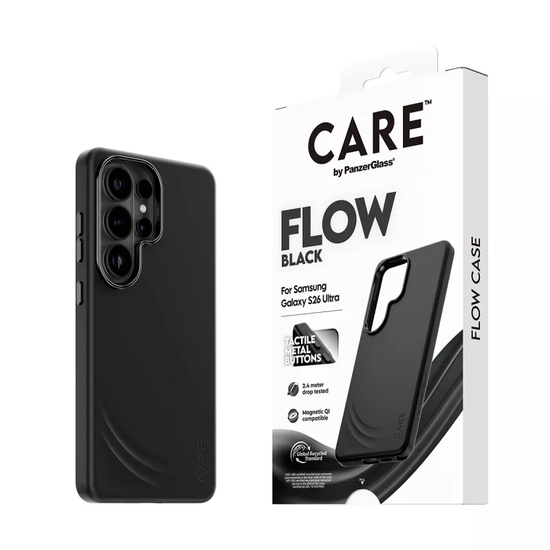 PanzerGlass CARE™ by ® Flow dėklas, juodas, su Qi Samsung Galaxy S26 Ultra