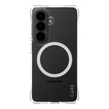Apsauginis telefono dėklas PanzerGlass CARE Samba permatomas su baltu Qi skirtas Samsung Galaxy S26