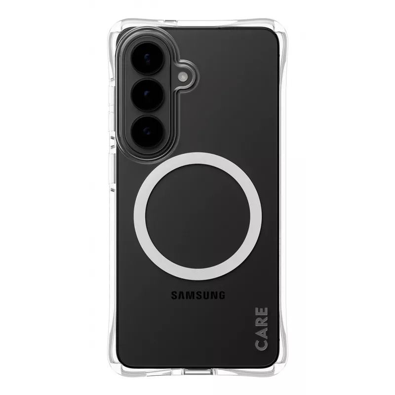 Apsauginis telefono dėklas PanzerGlass CARE Samba permatomas su baltu Qi skirtas Samsung Galaxy S26