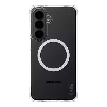 “PanzerGlass CARE™ by ® Samba” dėklas permatomas su baltu Qi Samsung Galaxy S26+