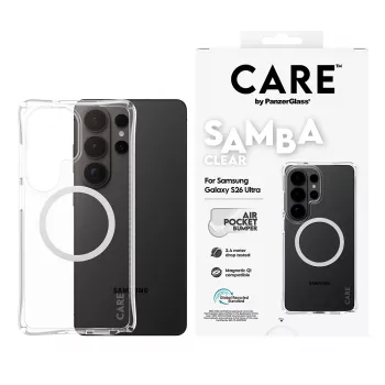 PanzerGlass CARE™ by ® Samba dėklas permatomas su baltu Qi Samsung Galaxy S26 Ultra