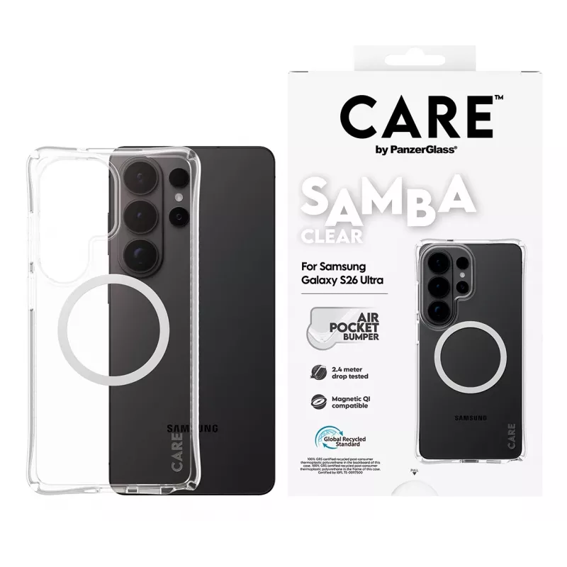 PanzerGlass CARE™ by ® Samba dėklas permatomas su baltu Qi Samsung Galaxy S26 Ultra