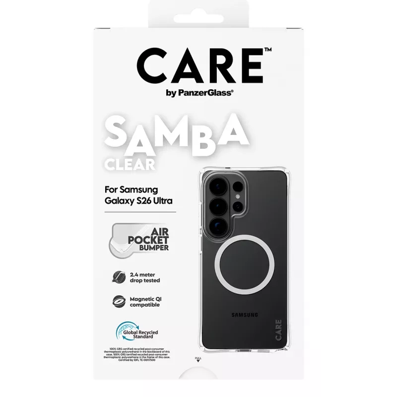 PanzerGlass CARE™ by ® Samba dėklas permatomas su baltu Qi Samsung Galaxy S26 Ultra